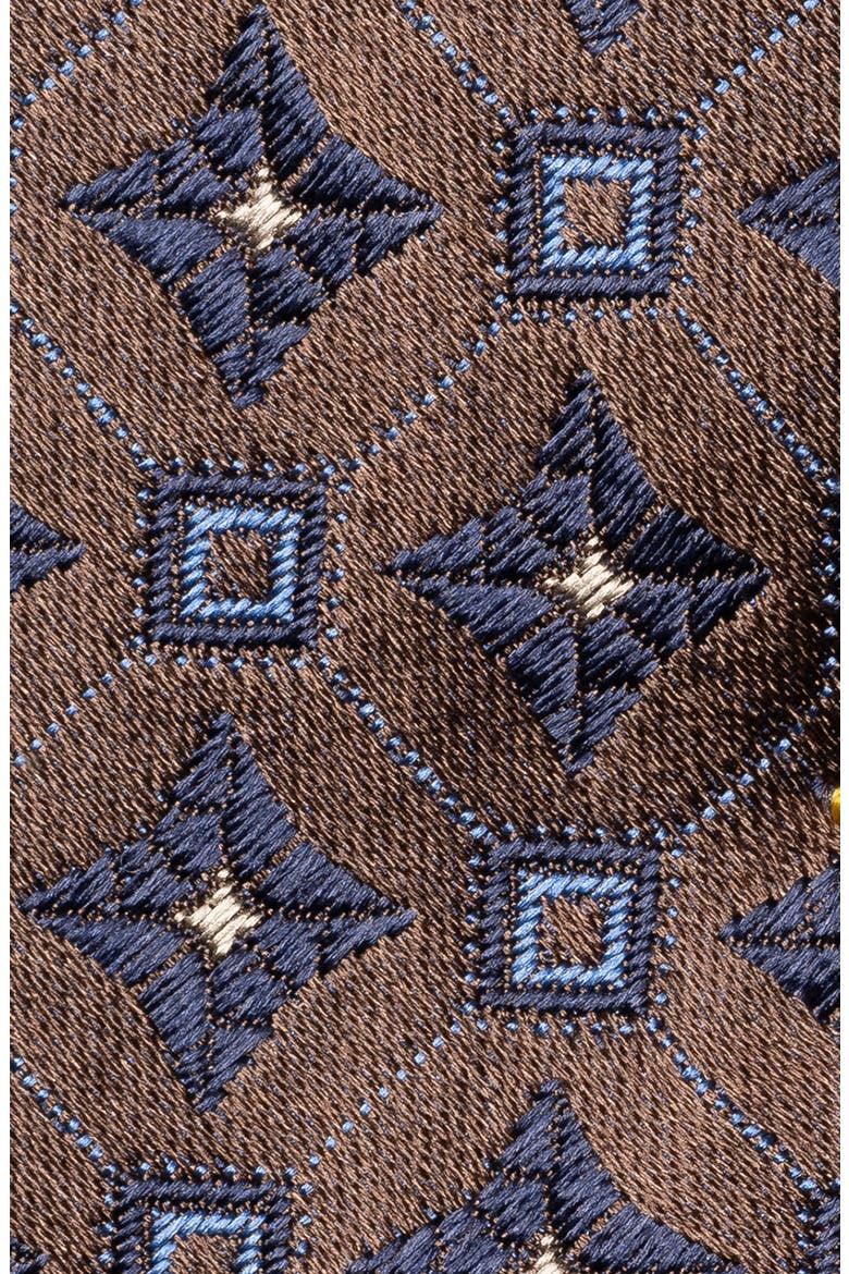 Medallion Woven Silk Tie, Alternate, color, MEDIUM BROWN