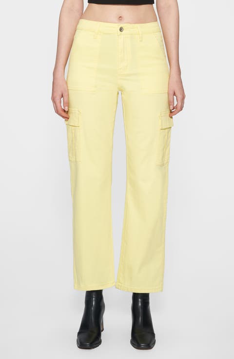 Women's Yellow High-Waisted Pants & Leggings