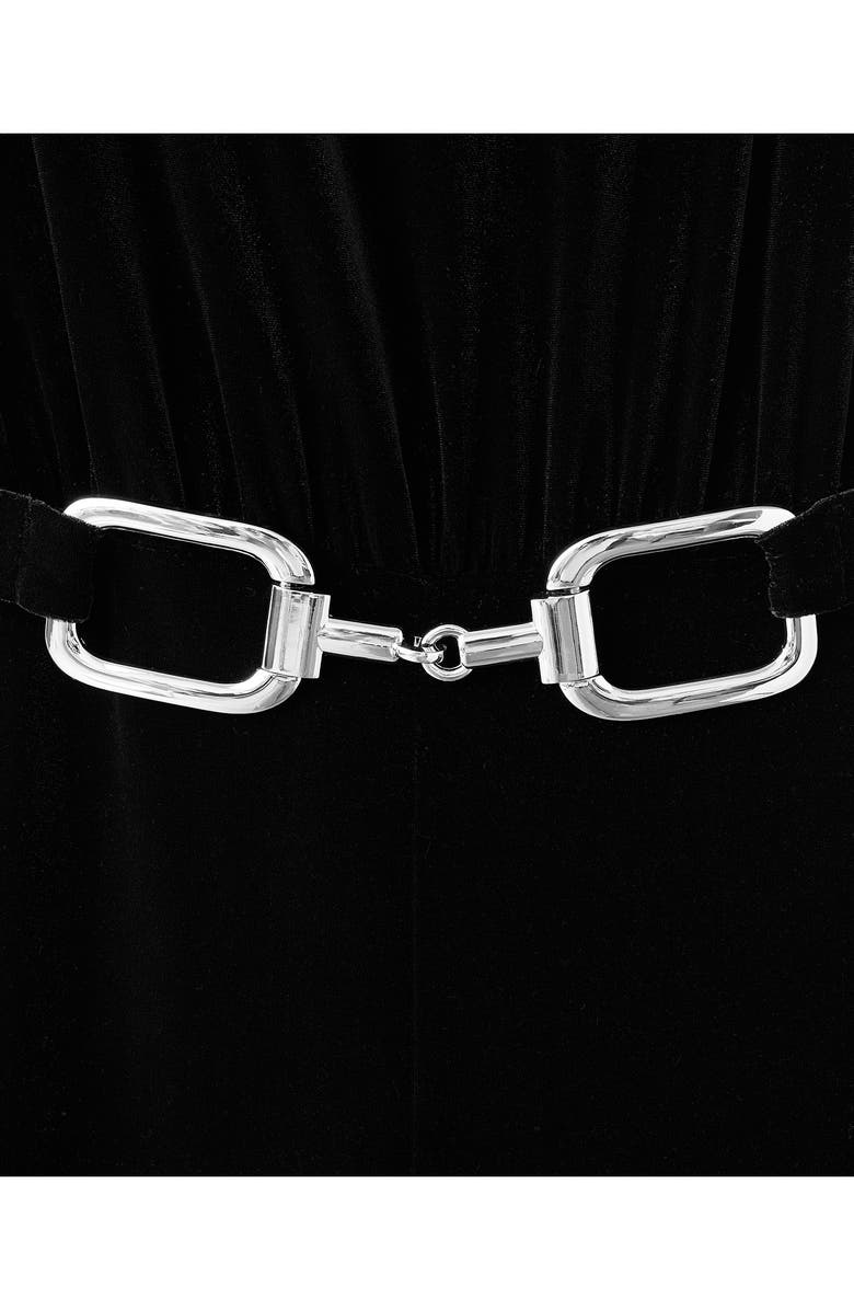 MANGO Belted Velvet Jumpsuit, Alternate, color, Black