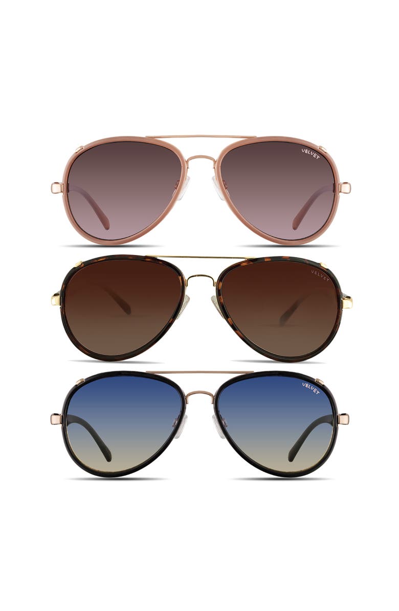 Velvet Eyewear Aviator Medium- Large Sunglass Style Box, Main, color, Multi