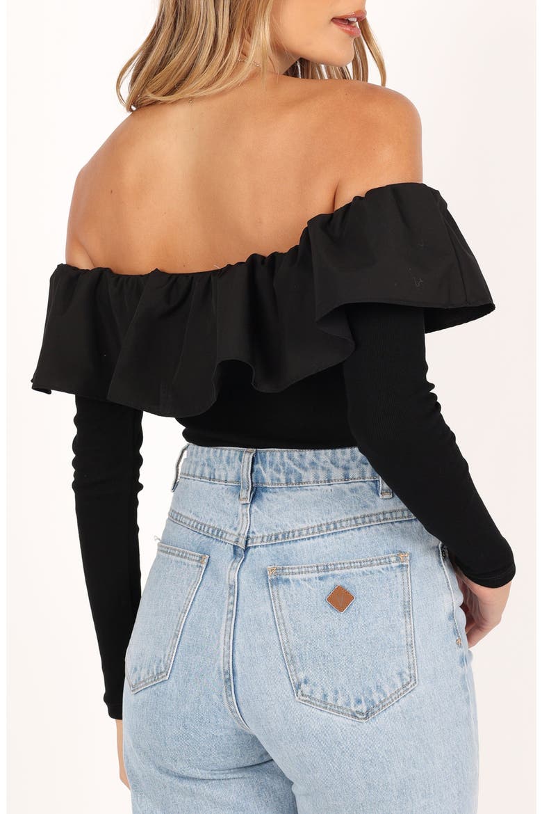 Cloe Popover Off the Shoulder Top, Alternate, color, BLACK