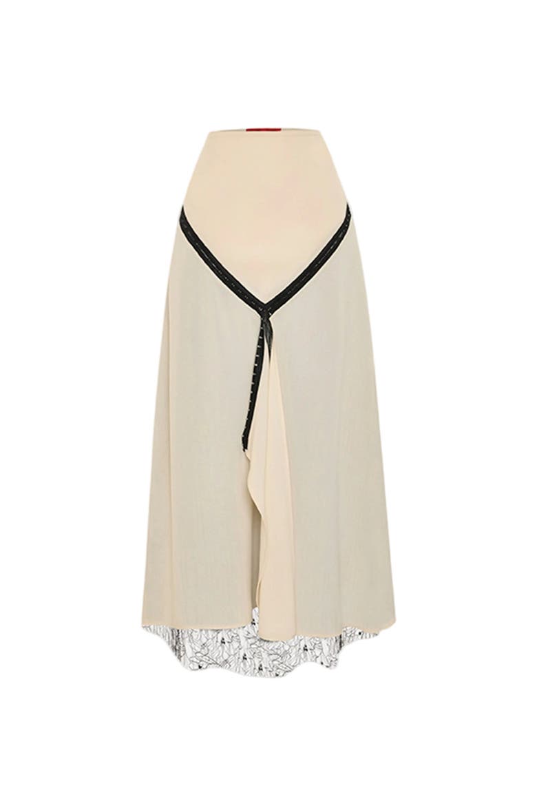 The Party Edit Slit Lace Panel Maxi Skirt, Main, color, Beige