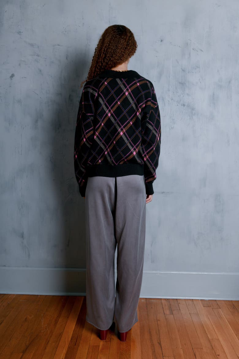Plaid Collared Knit Polo, Alternate, color, Viv Plaid