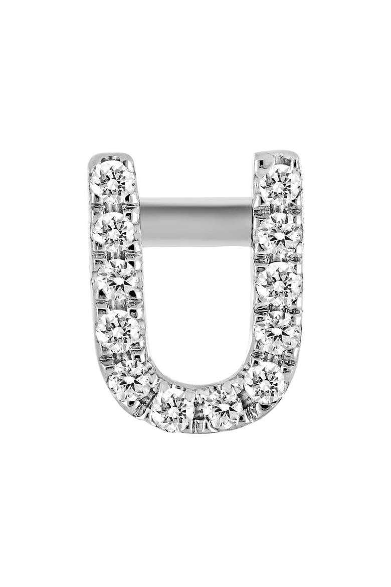 Single Initial Earring   (Nordstrom Exclusive), Main, color, WHITE GOLD/ U