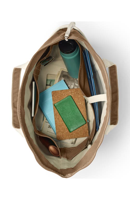 Lands' End Zip Top Canvas Tote Bag In Rich Camel/natural
