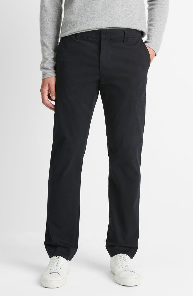 Vince Dylan Peached Stretch Cotton Chinos, Main, color, Black