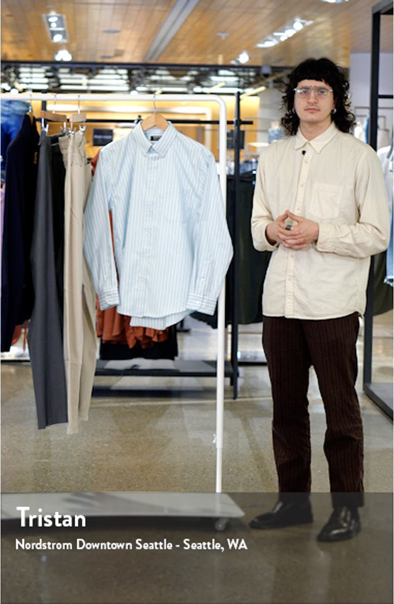 Trim Fit Non-Iron Oxford Stripe Dress Shirt, sales video thumbnail
