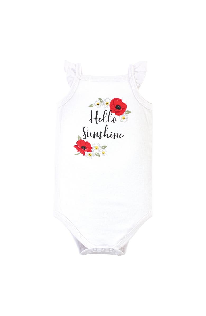 Hudson Baby Soft Cotton Sleeveless Infant Bodysuits, Alternate, color, Poppy Daisy