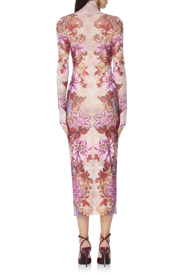 Shailene Turtleneck Midi Dress, Alternate, color, GOLD GUILDED FLORAL/ PINK