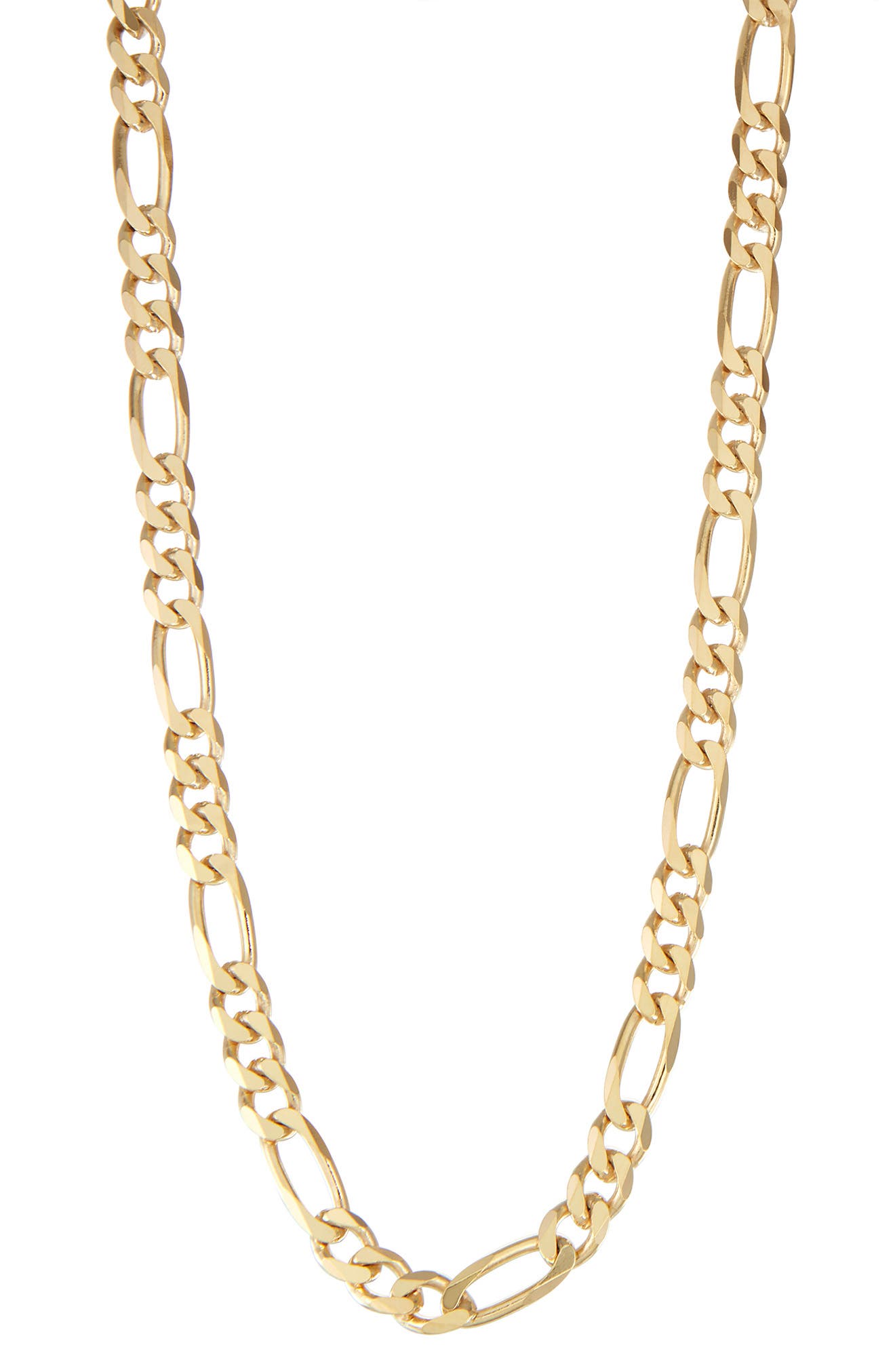 FZN 14K Gold Plated Sterling Silver Figaro Chain Necklace