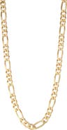 FZN 14K Gold Plated Sterling Silver Figaro Chain Necklace