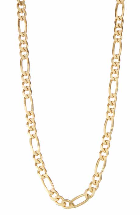 FZN 14K Gold Plated Sterling Silver Figaro Chain Necklace