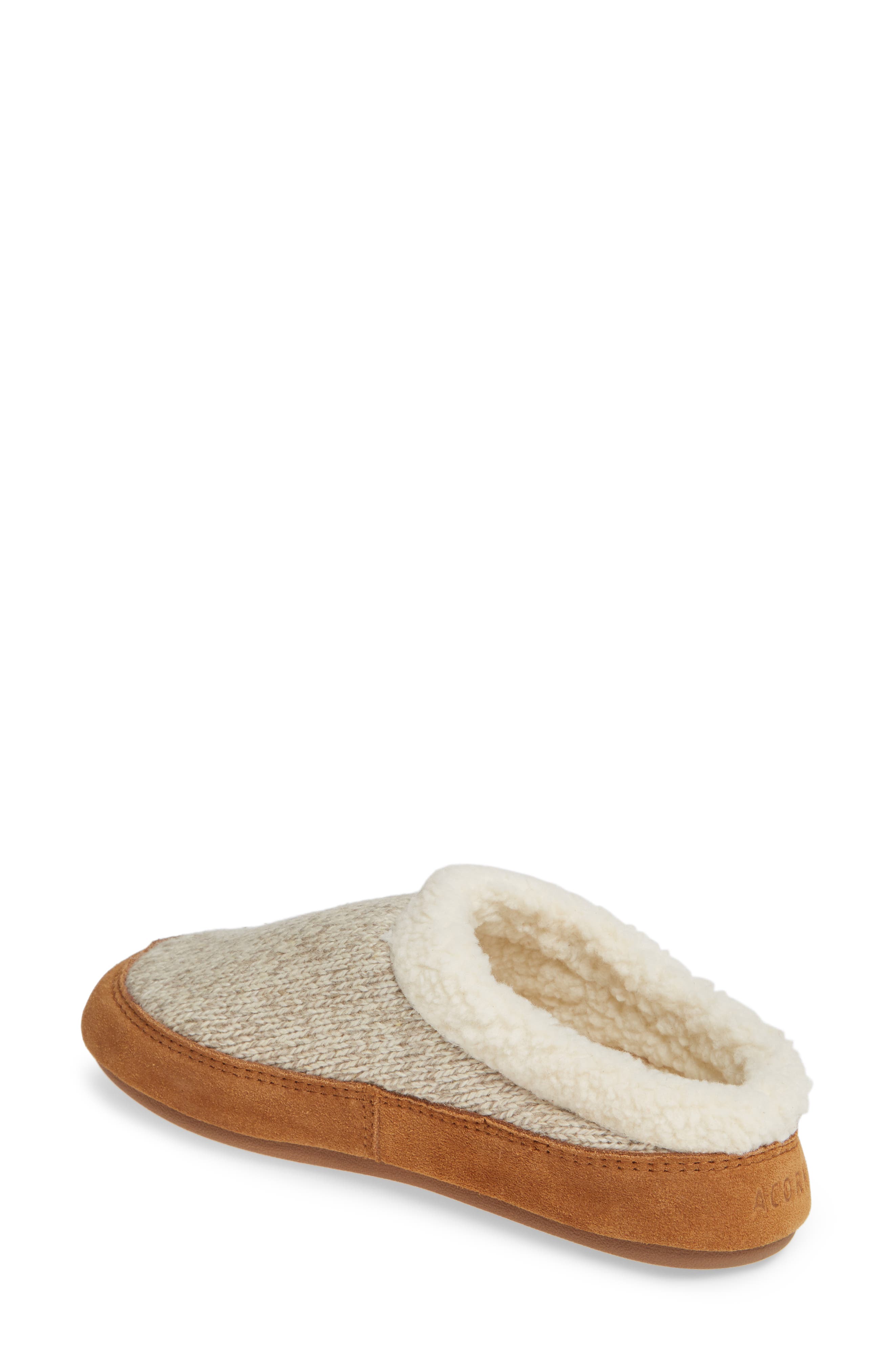 Faux Fur Mule Slipper, Alternate, color, OATMEAL HEATHERED WOOL