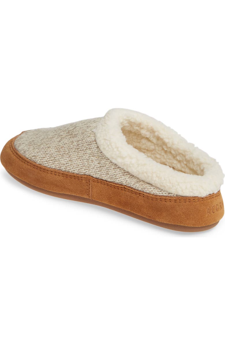Acorn Faux Fur Mule Slipper, Alternate, color, Oatmeal Heathered Wool