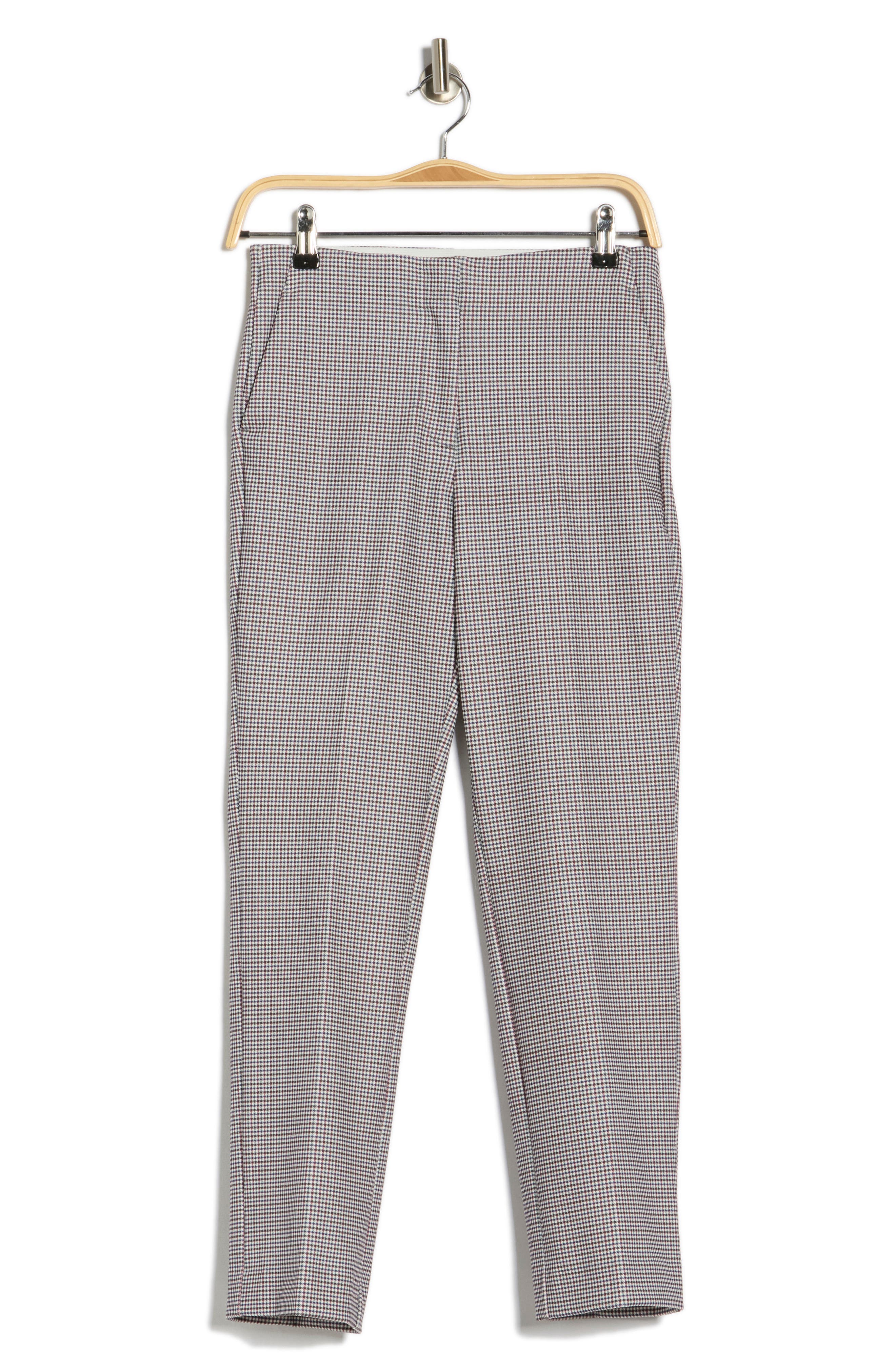 T Tahari Mini Check Slim Straight Leg Pants