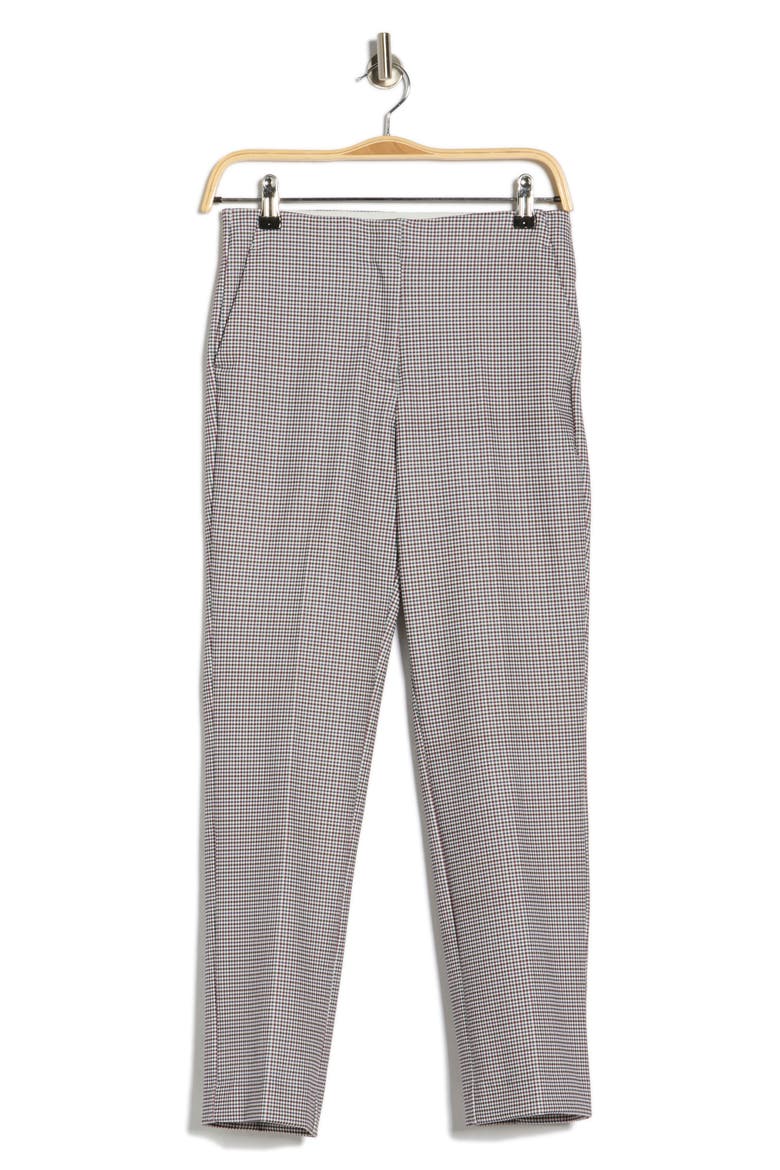 Mini Check Slim Straight Leg Pants, Alternate, color, RED/ GREY/ NAVY CHECK