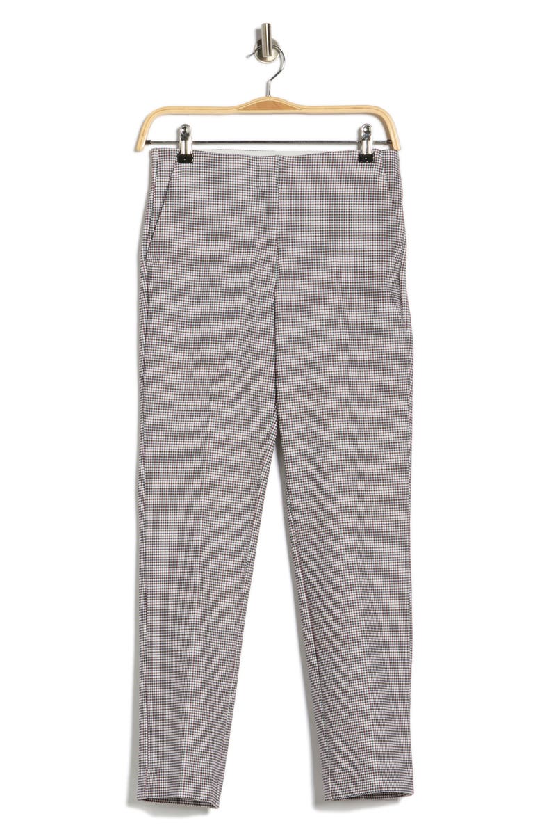 T Tahari Mini Check Slim Straight Leg Pants, Main, color, Red/ Grey/ Navy Check
