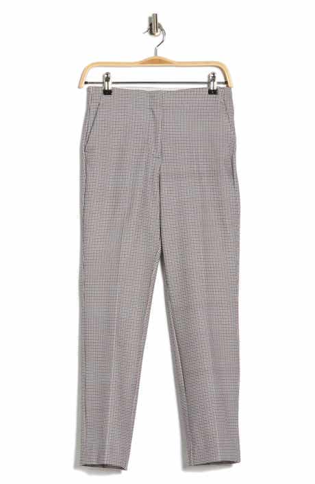 T Tahari Mini Check Slim Straight Leg Pants