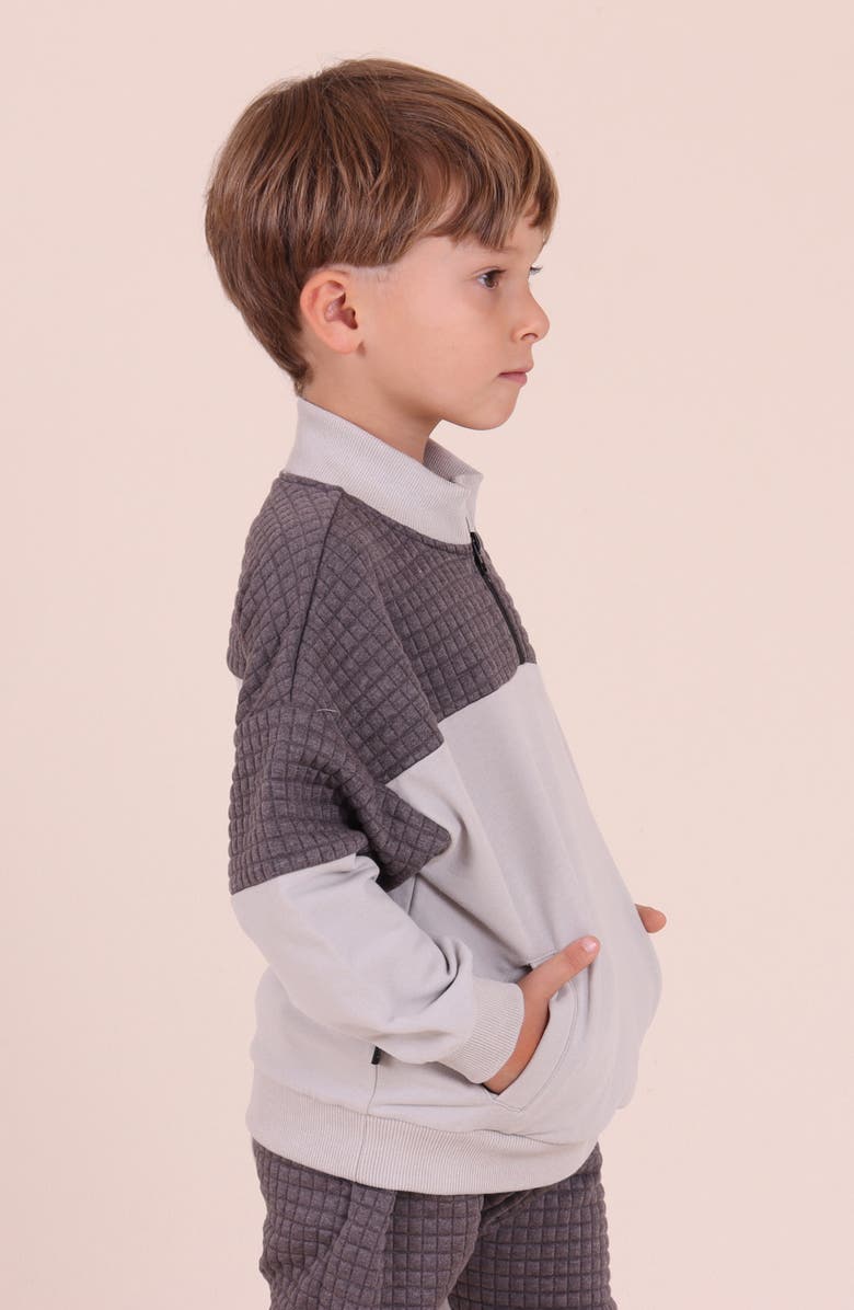 TINY TRIBE Kids' Quarter Zip Sweatshirt, Alternate, color, Grey