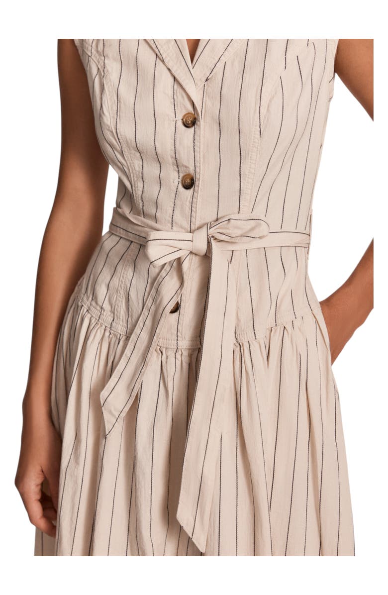 MINT VELVET Drop Waist Stripe Midi Dress, Alternate, color, Cream