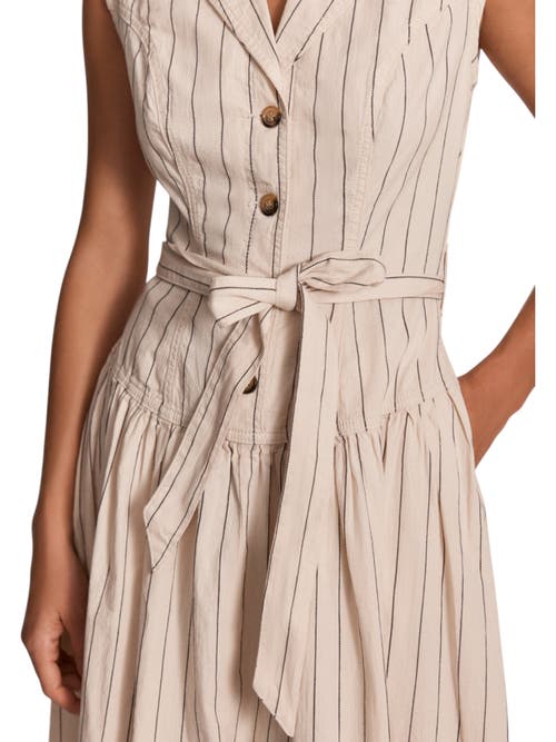 MINT VELVET MINT VELVET DROP WAIST STRIPE MIDI DRESS