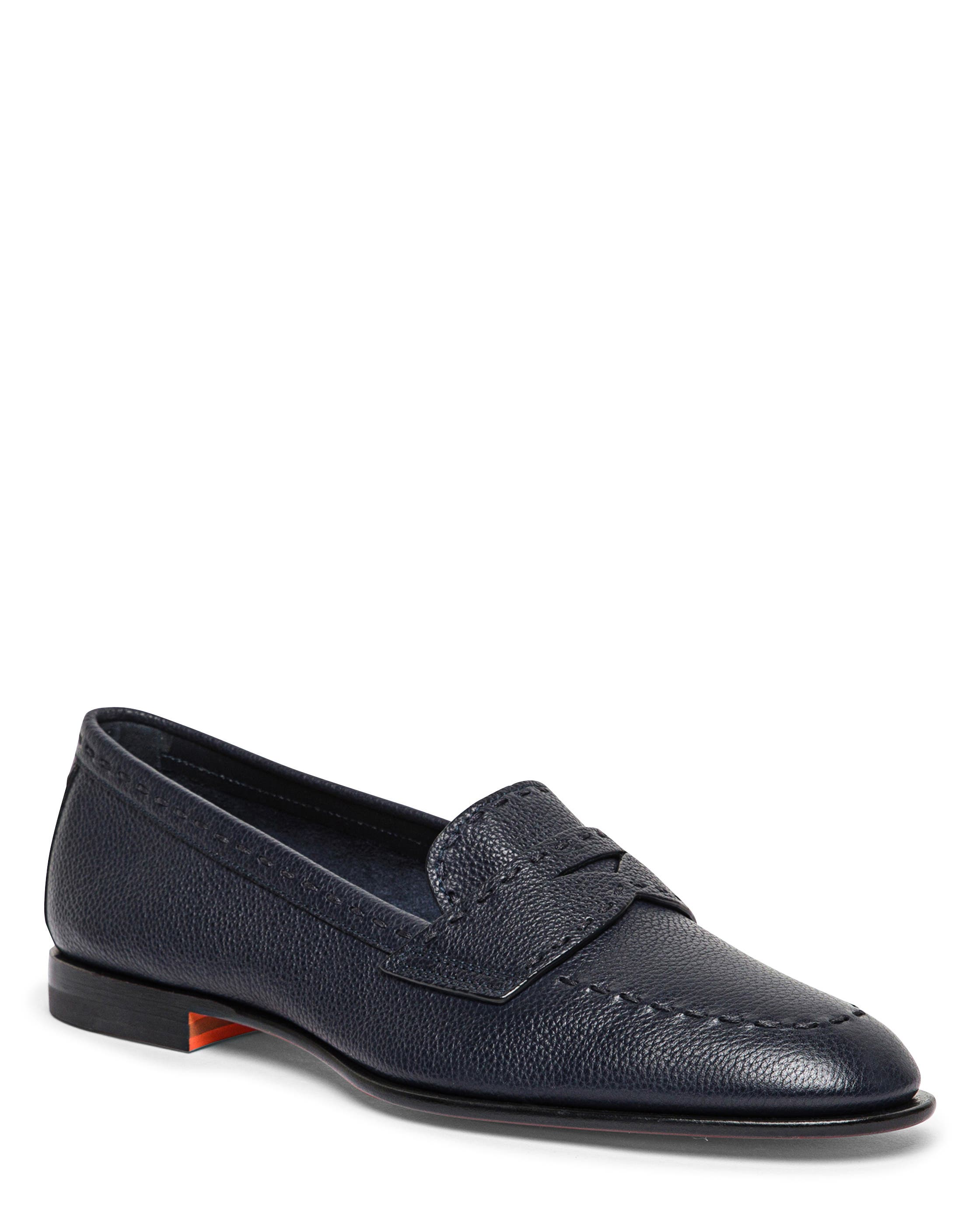 Women's Leather Penny Loafer, Alternate, color, Blue