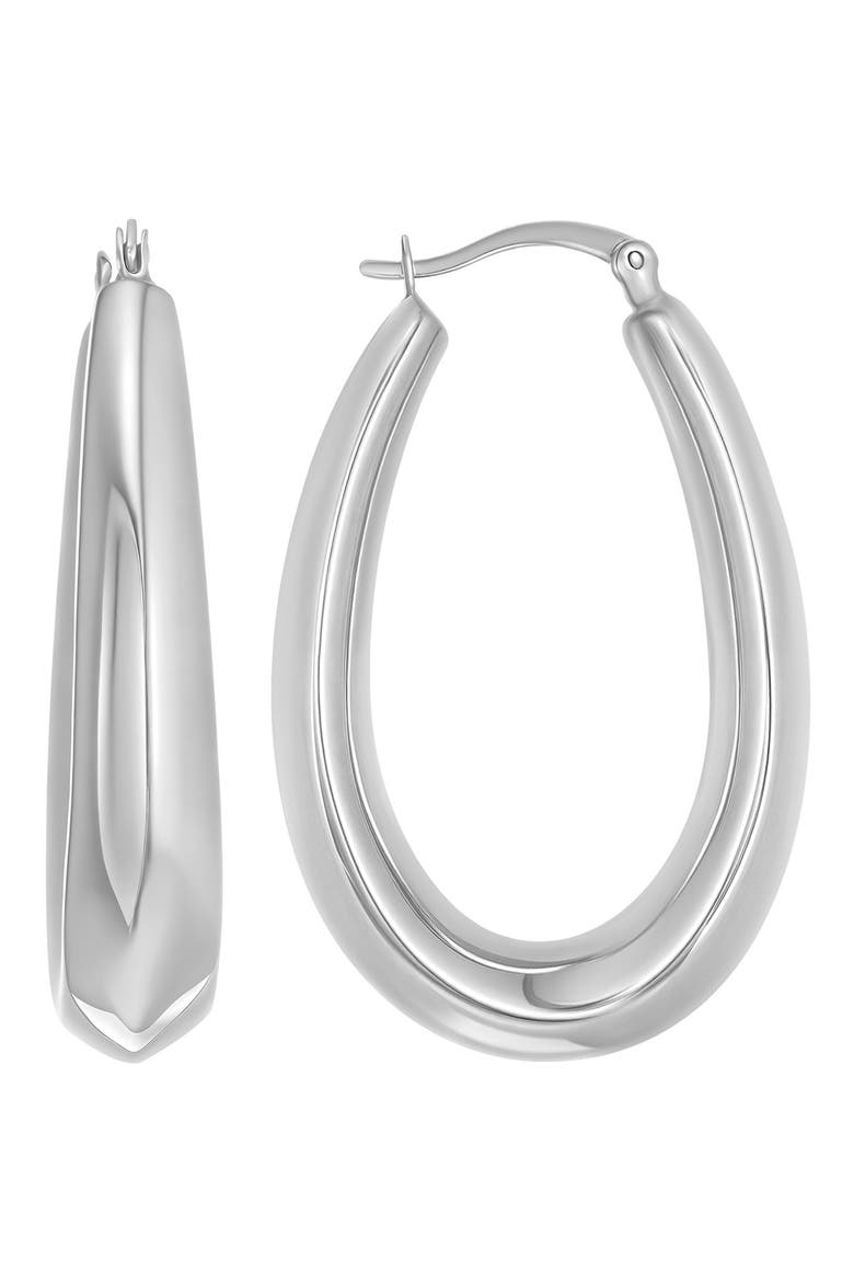 Sterling Silver Oval Hoop Earrings, Main, color, SILVER