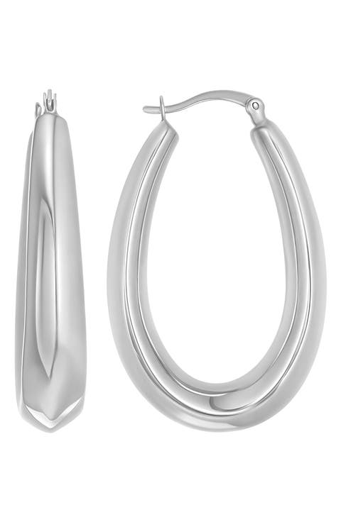 Sterling Silver Oval Hoop Earrings