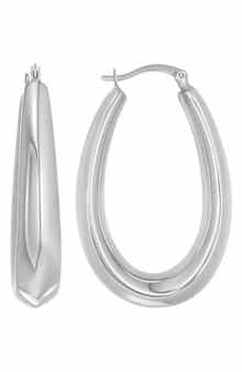 CANDELA JEWELRY Sterling Silver Oval Hoop Earrings