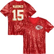 Outerstuff Girls Youth Patrick Mahomes Red Kansas City Chiefs Sequin V-Neck Fashion Jersey