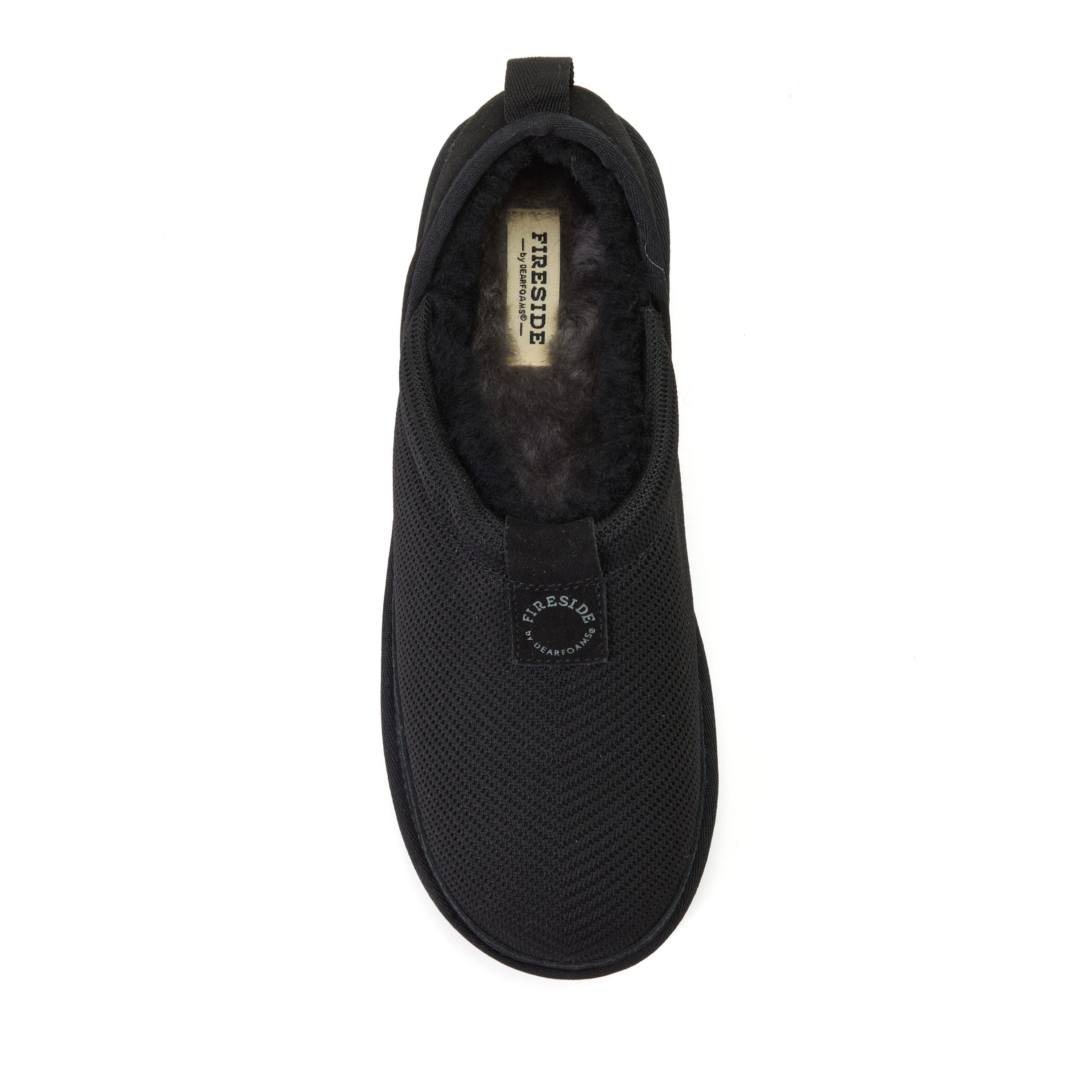 Dearfoams Fireside Sport Knit And Suede Water Repellent Slip On Shoetie, Alternate, color, Black