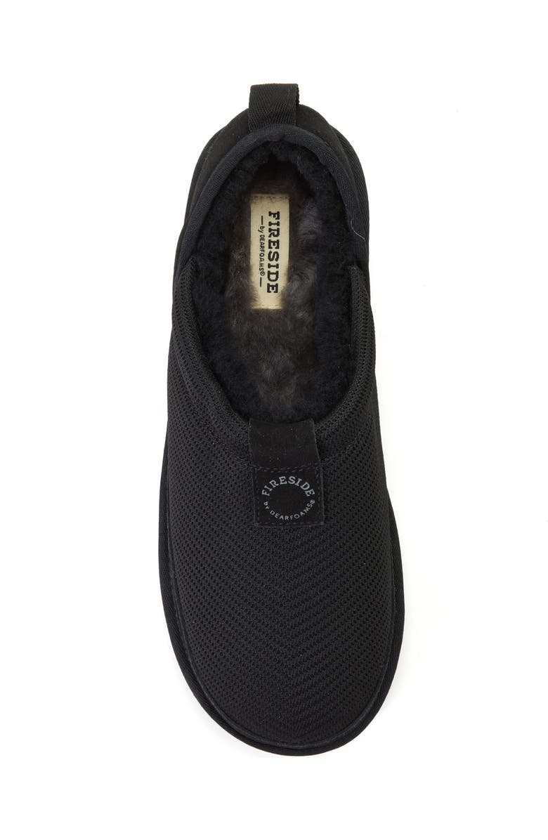 Dearfoams Fireside Sport Knit And Suede Water Repellent Slip On Shoetie, Alternate, color, Black