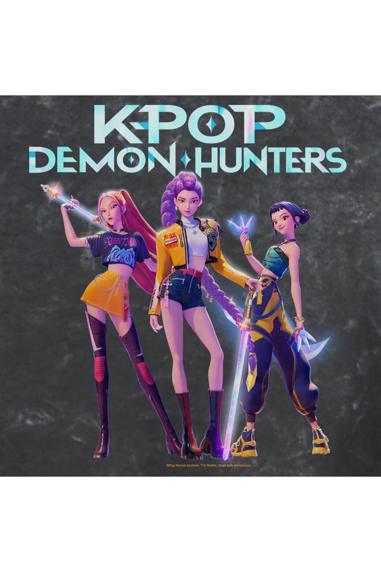 Junior's KPop Demon Hunters Girls Group Shot Logo  Graphic T-Shirt, Alternate, color, Black