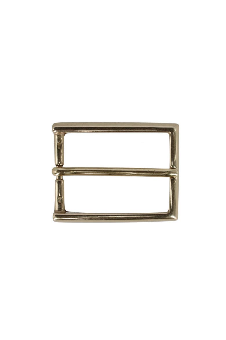 35mm Italian Classic Rectangular Solid Brass Harness Belt Buckle, Main, color, Polished Brass