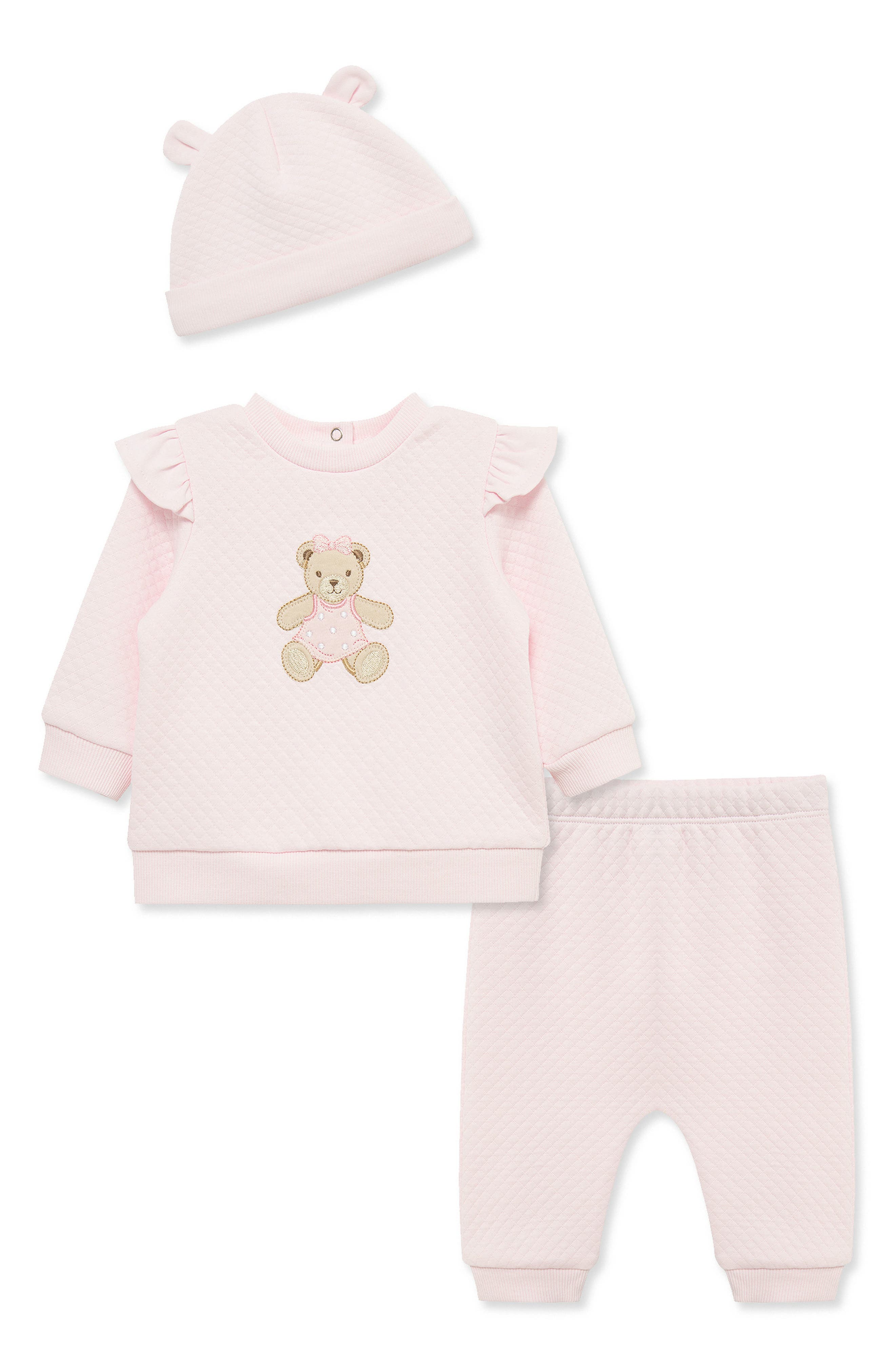 Kids' Bear Quilted Top, Pants & Hat 3-Piece Set