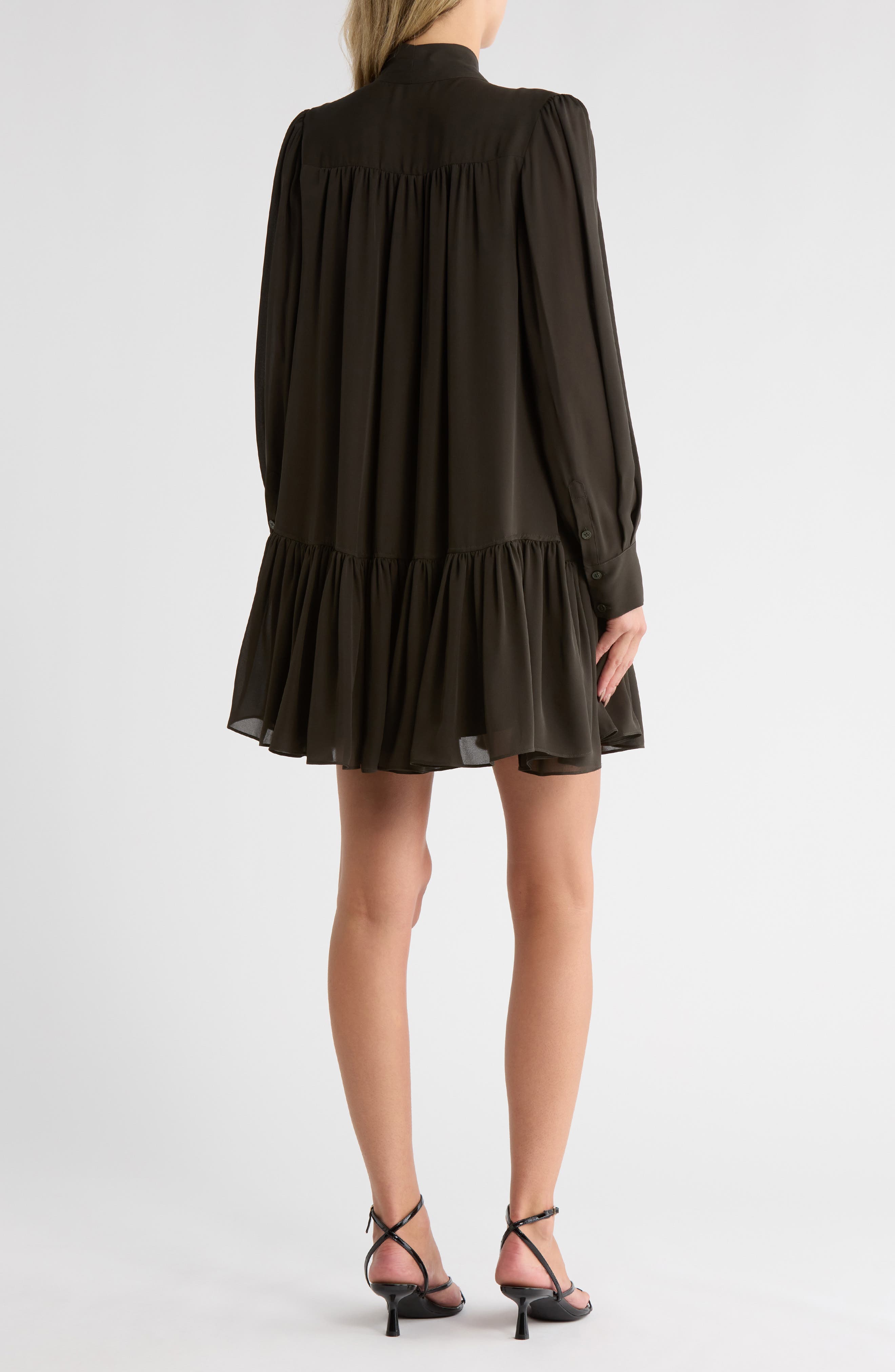 Quince Tie Neck Long Sleeve Silk Minidress - image 2