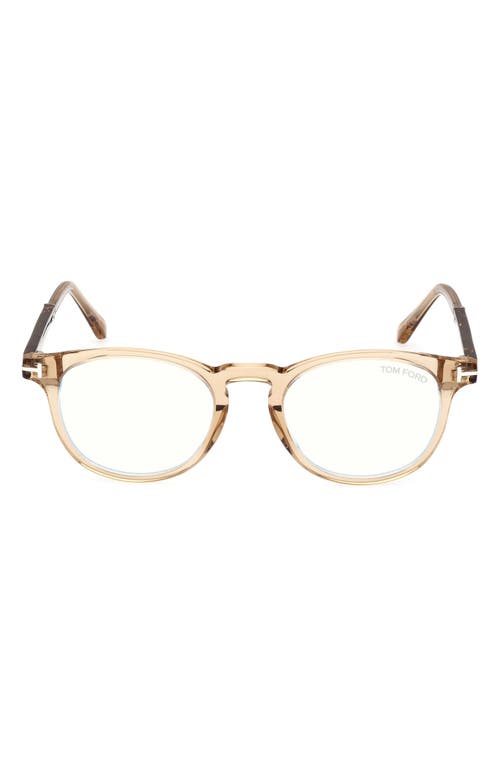 Tom Ford 49mm Round Blue Light Blocking Optical Glasses In Multi