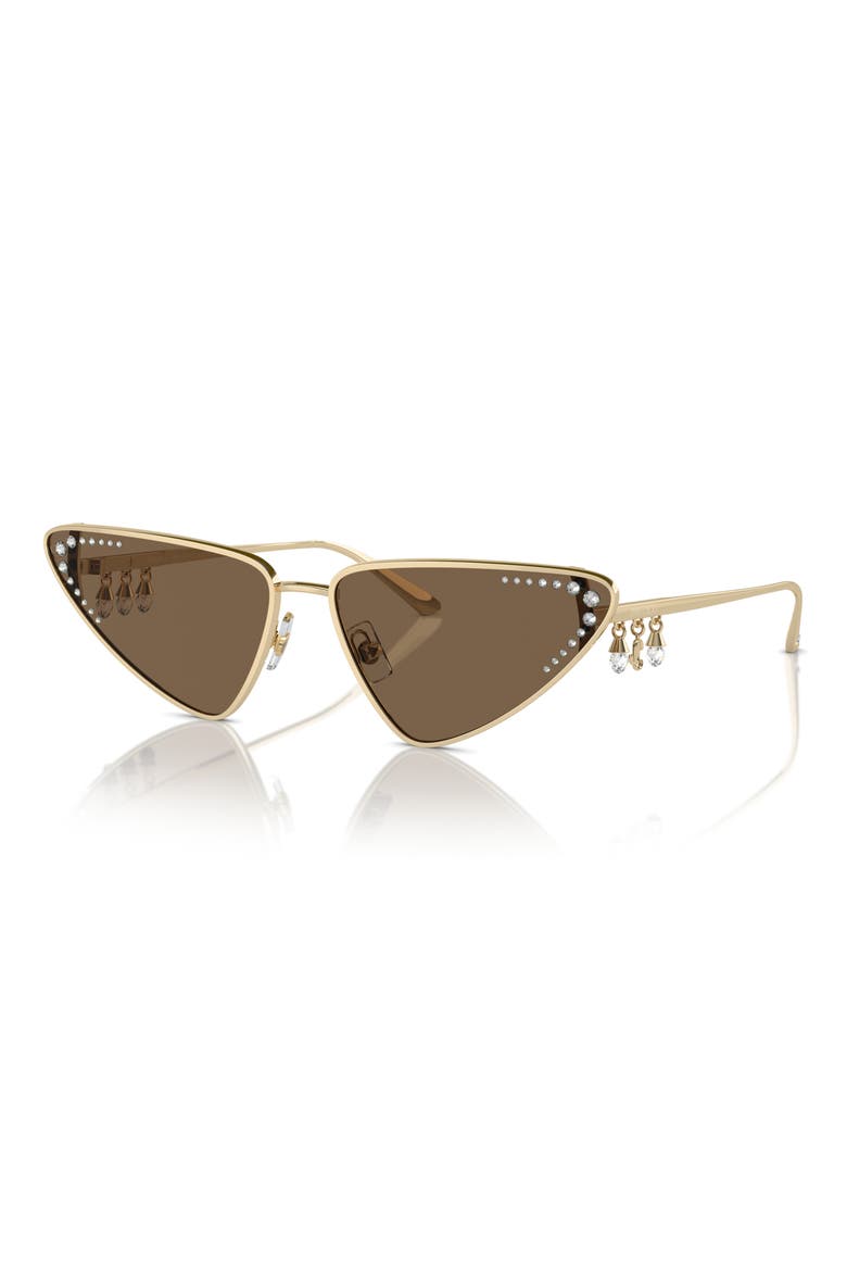 63mm Cat Eye Sunglasses, Alternate, color, PALE GOLD / DARK BROWN