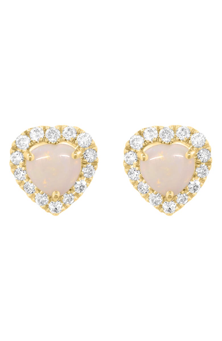 EFFY Opal Heart & Diamond Halo Stud Earrings, Main, color, White
