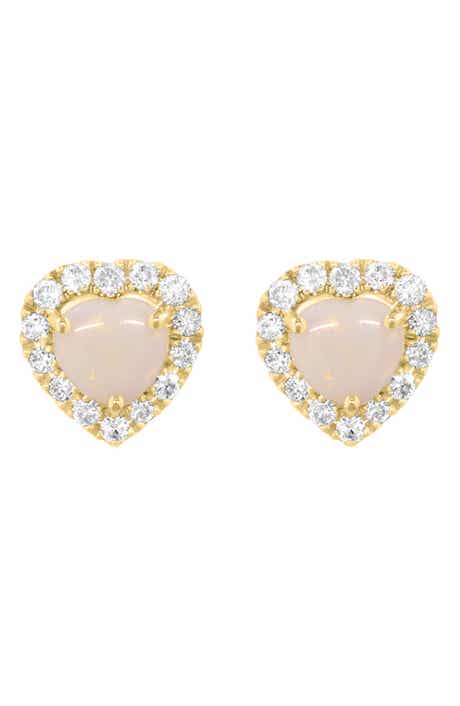 EFFY Opal Heart & Diamond Halo Stud Earrings