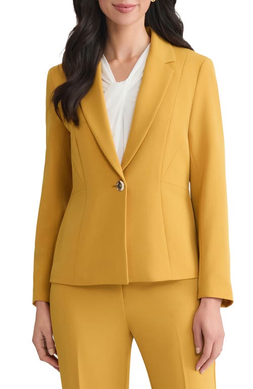 Kasper Stretch Crepe One-button Blazer In Yellow