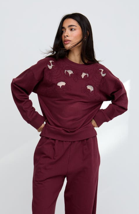 Lily-Anne Long Sleeves Cut Out Embroidered Sweatshirt