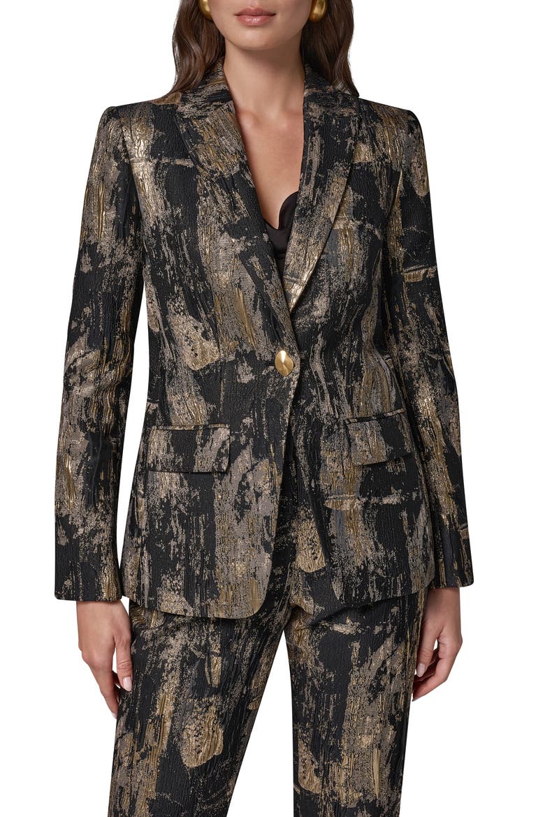 Metallic Peak Lapel Blazer, Main, color, BLACK MULTI