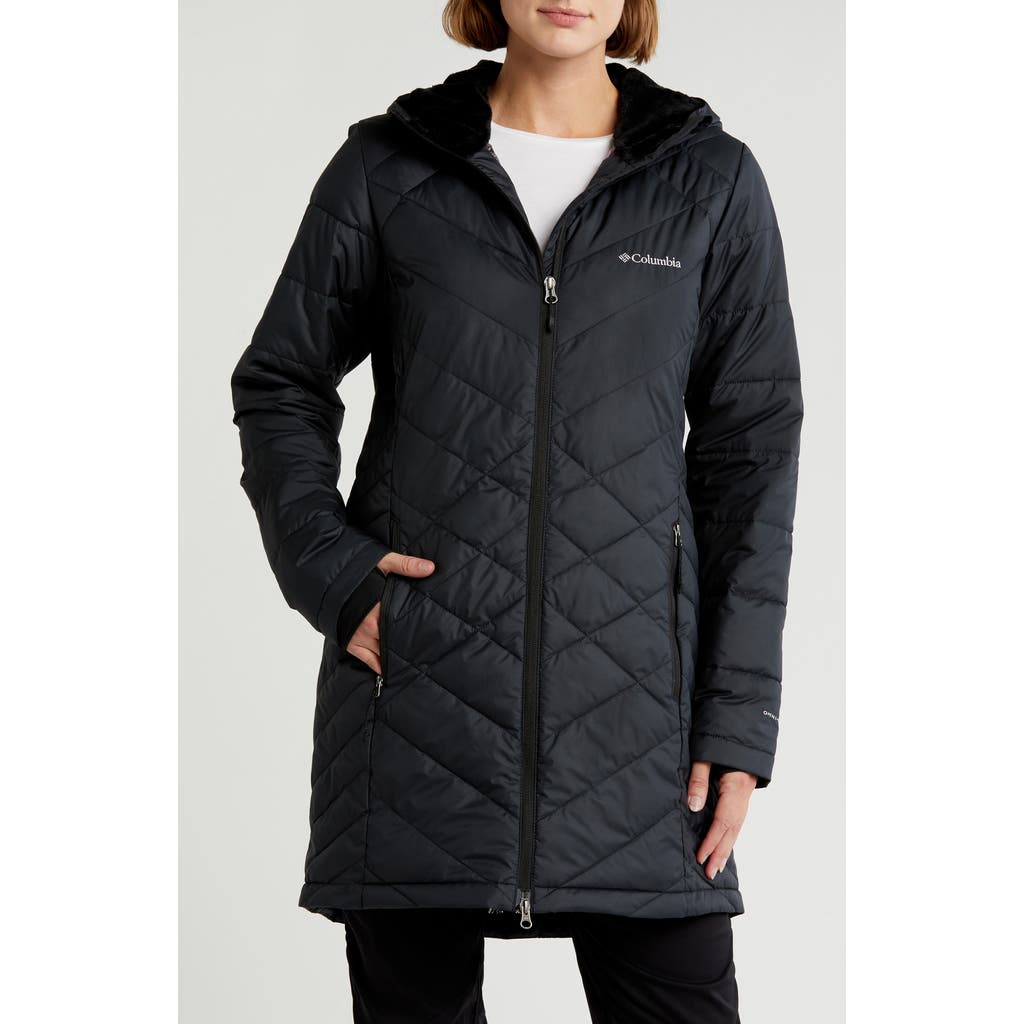 Columbia Heavenly Long Water Resistant Insulated Hooded Coat in Black