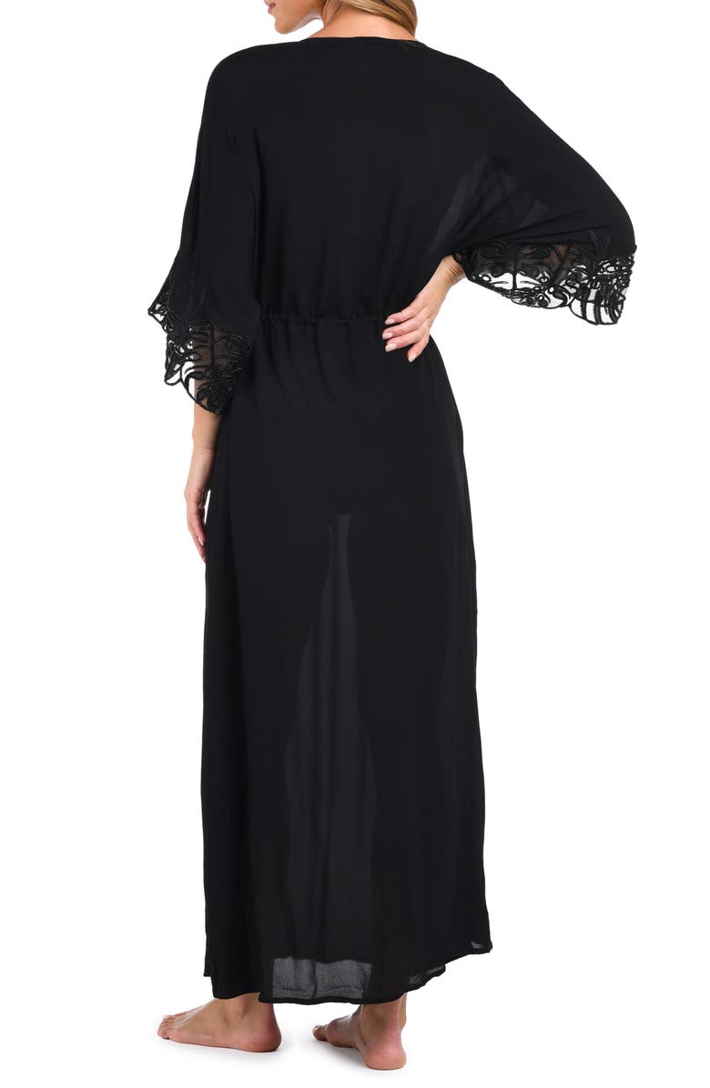 L'AGENCE Deanna Long Sleeve Cover-Up Maxi Dress, Alternate, color, Black