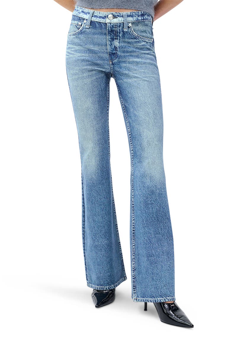 rb Miramar Ponte Dahlia Mid Rise Flare Jeans, Main, color, MINET