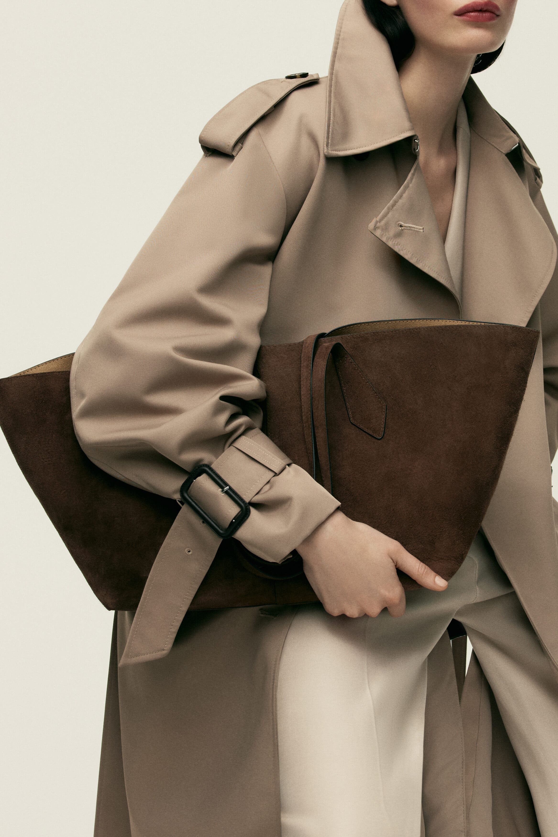 H&M Suede Shopper, Alternate, color, Brown