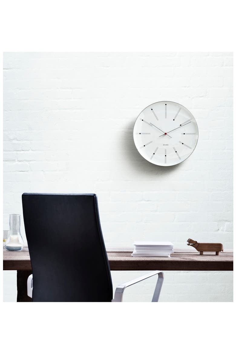 Bankers Wall Clock, Small, Alternate, color, White/Black/Red