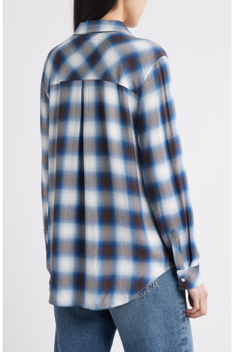 Hunter Plaid Button-Up Shirt, Alternate, color, CINDER AZUL IVORY