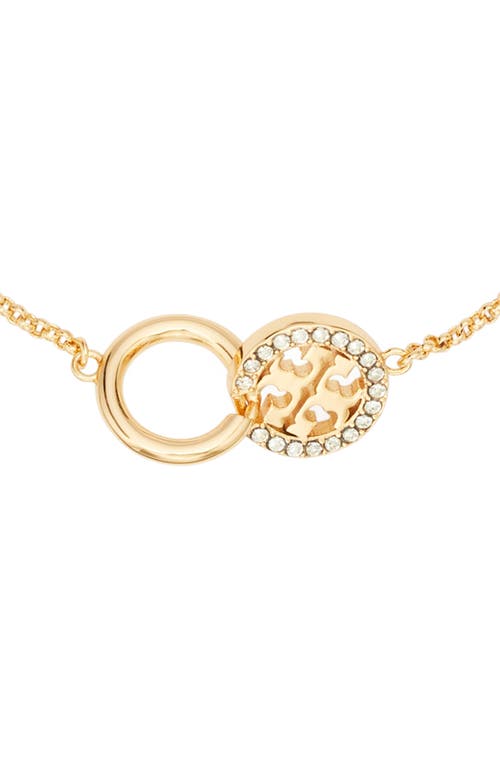 Tory Burch Miller Interlock Pavé Chain Bracelet In Gold